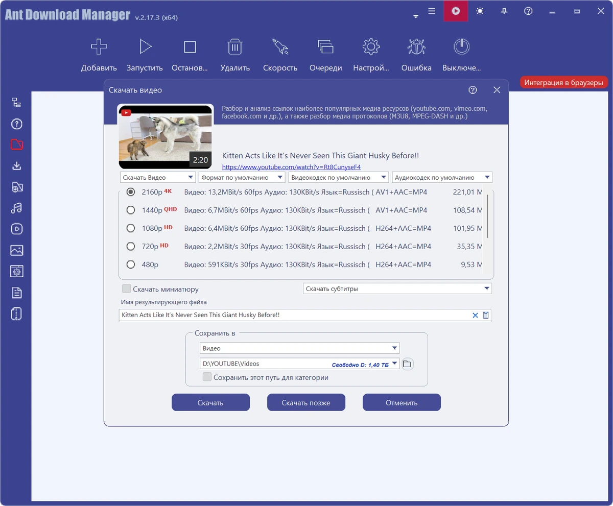 Ant Download Manager 2.17.3 Build 95883 + Portable — изображение 3