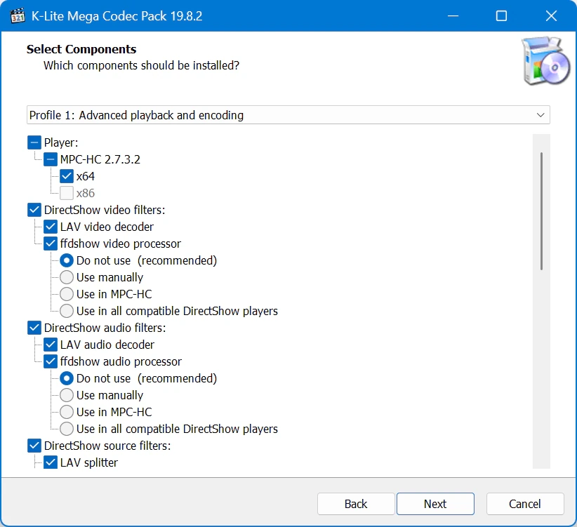 Пакет кодеков K-Lite Codec Pack 19.8.2 Mega / Full / Standard / Basic — изображение 3