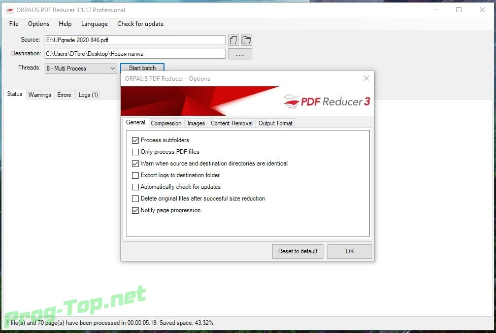 Пакетное сжатие PDF файлов - ORPALIS PDF Reducer Professional 3.1.17 RePack (& Portable) by elchupacabra — изображение 3