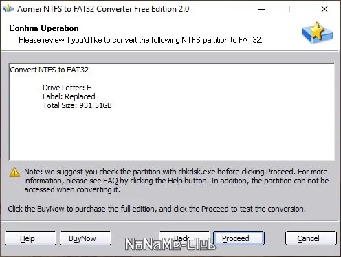 AOMEI NTFS to FAT32 Converter 2.0 Free — изображение 3